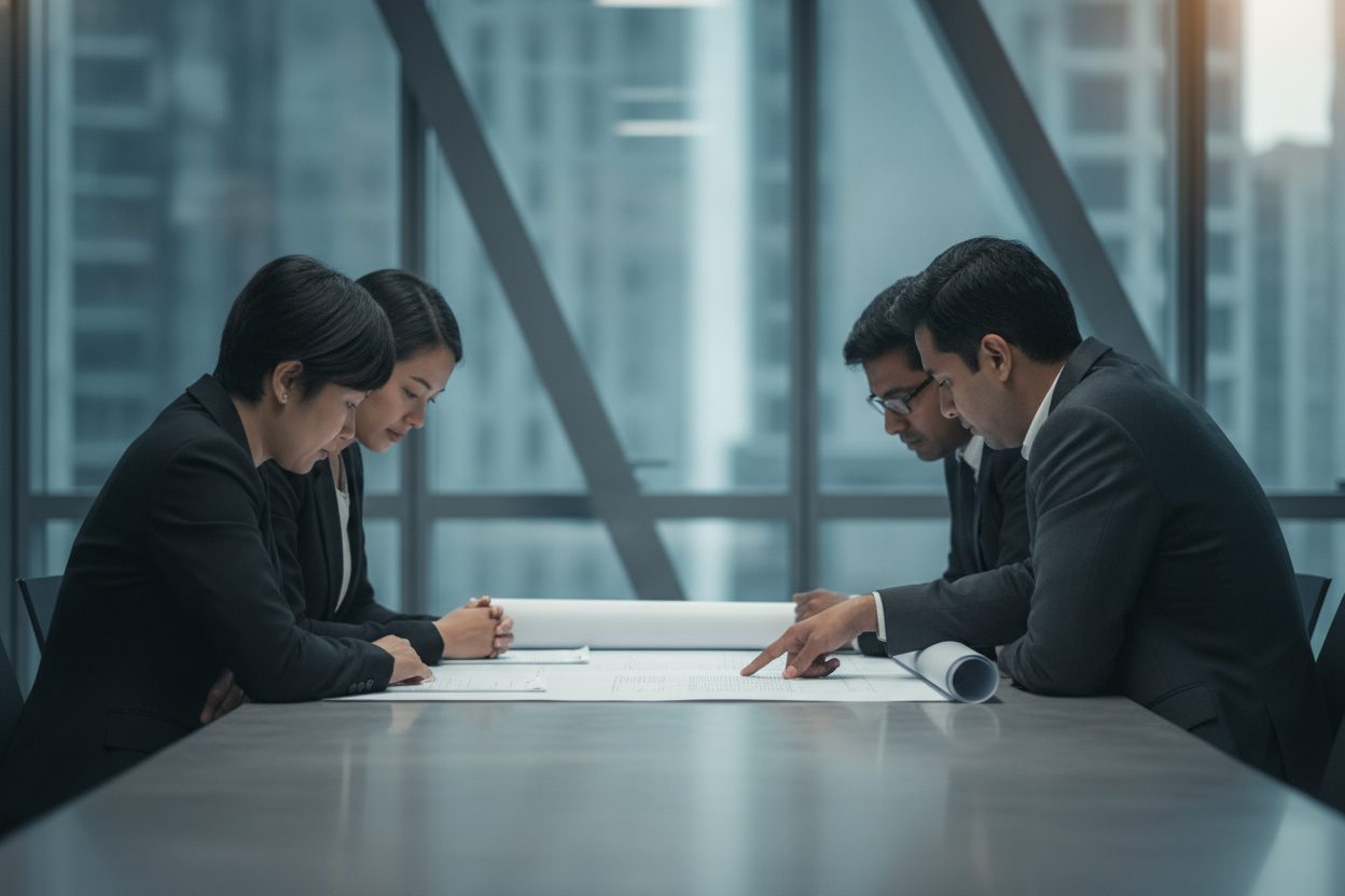 A small group working through an exercise